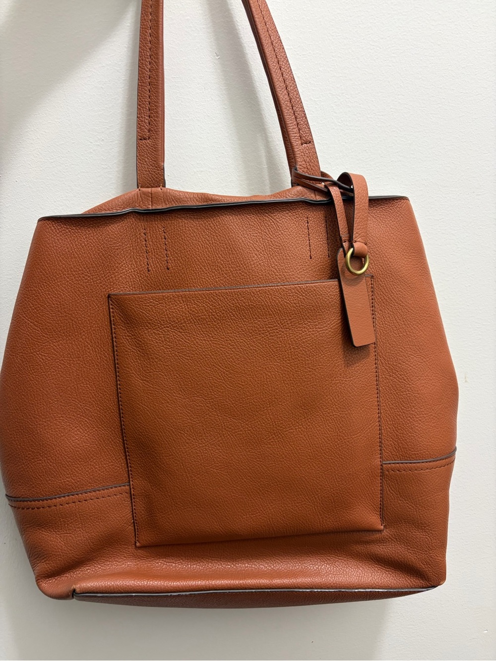 brown leather j crew tote